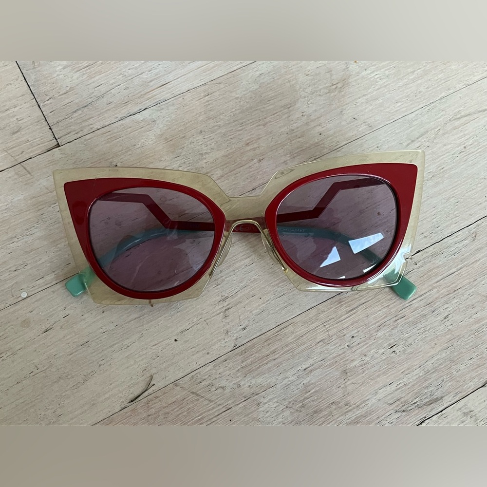 Fendi Red and Gold Cat-Eye Sunglasses